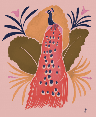 Peacock Garden Art Print *signed