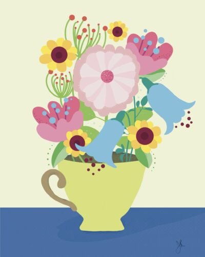 Tea Blossoms Art Print digitally created by Joyce Richards