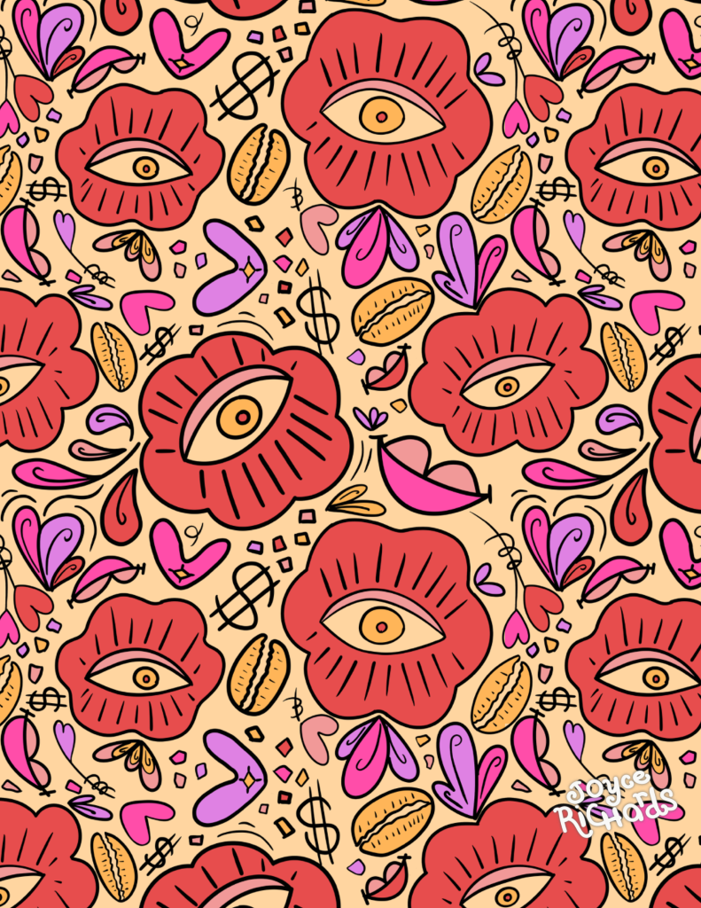 Abudance surface pattern collection hero pattern with all seeing eye doodles 